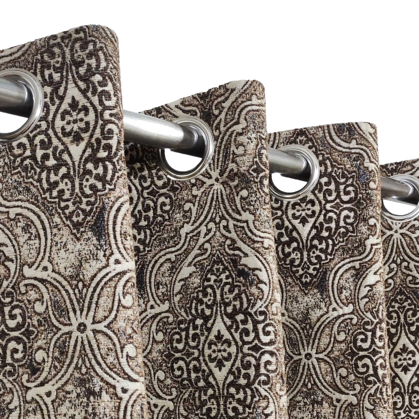 Thick Viscose Curtain Multi Motif Brown