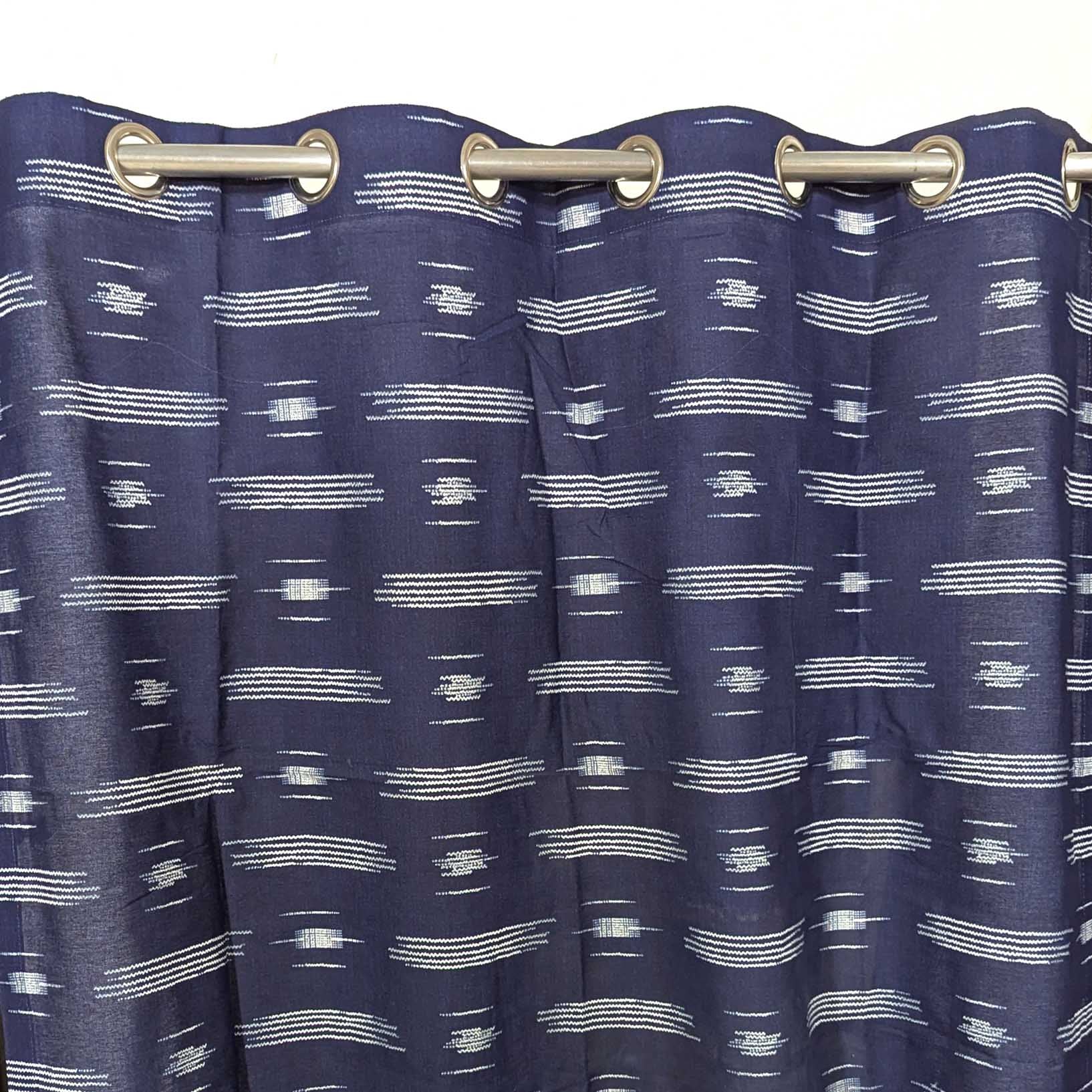 White Rays - Duck Cotton Curtain Blue