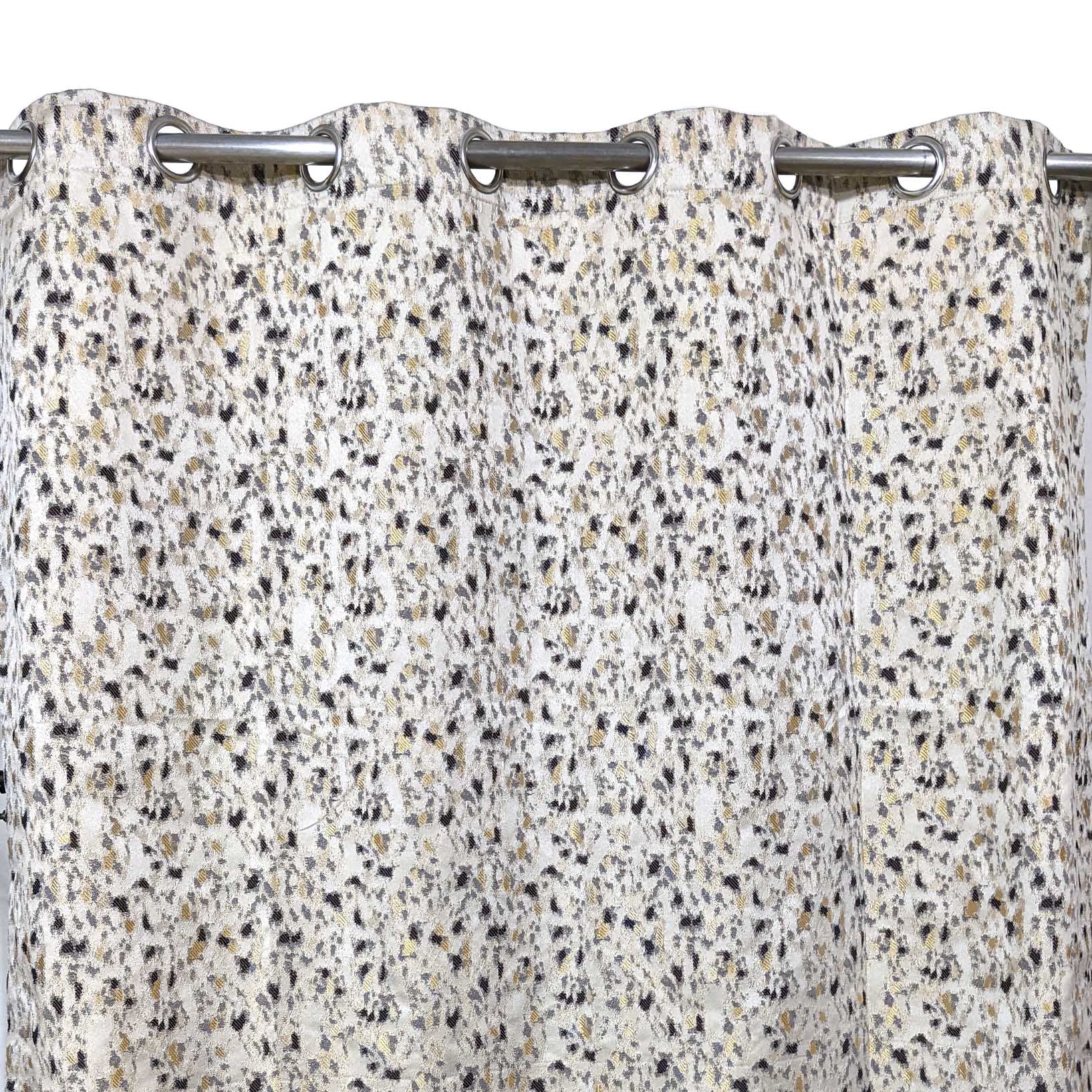 Thick Viscose Curtain Golden & Brown on Beige (2 Pcs Available Only)