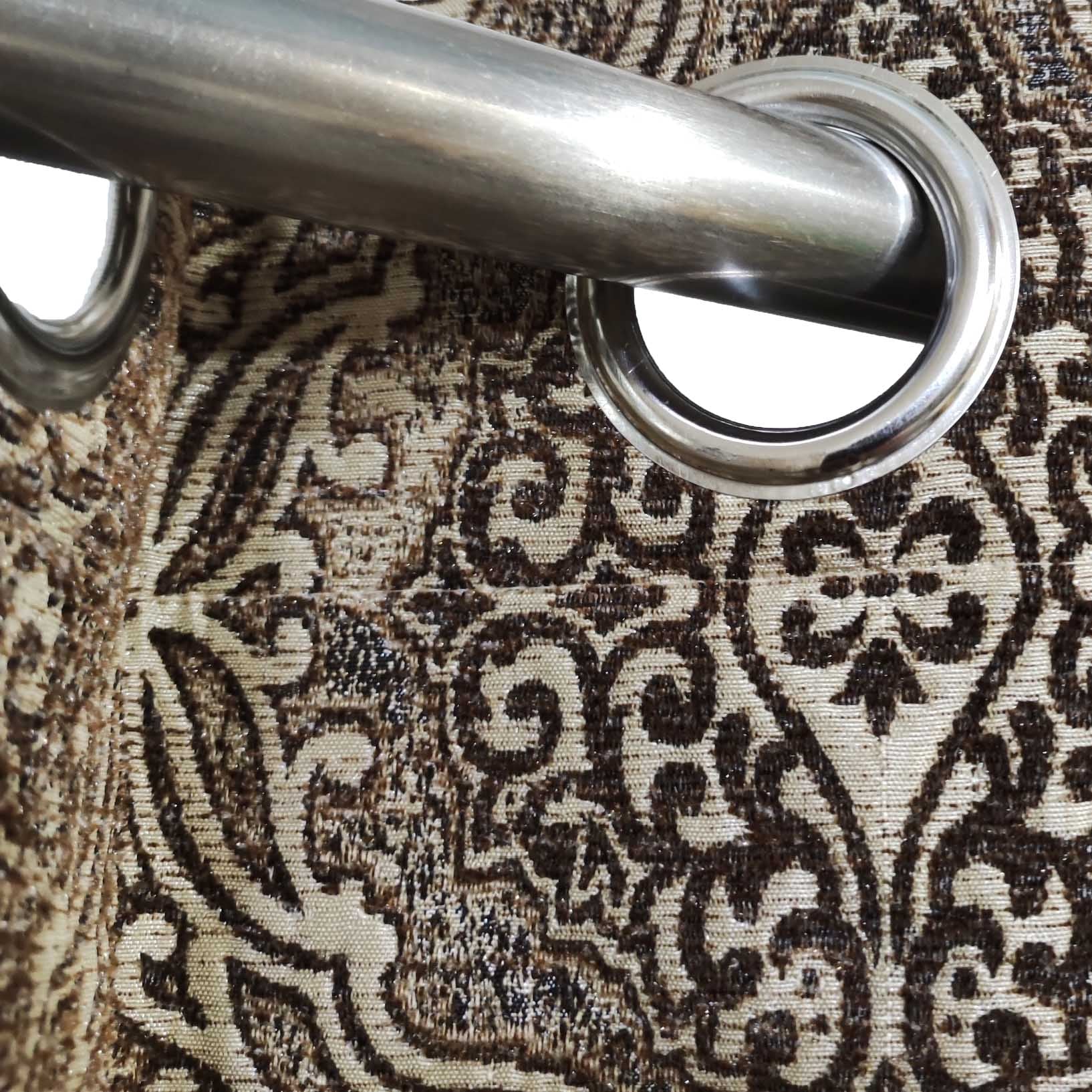 Thick Viscose Curtain Multi Motif Brown