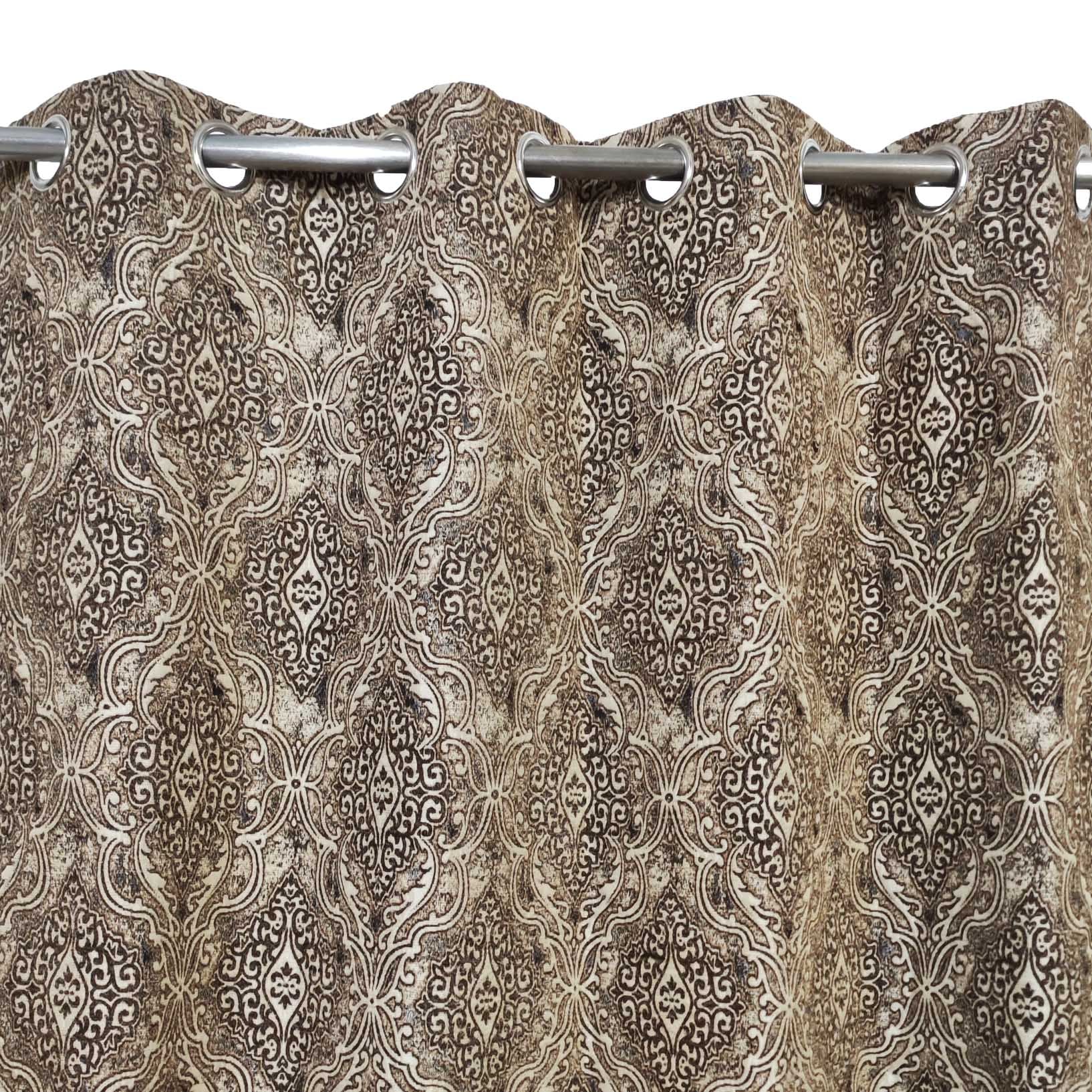 Thick Viscose Curtain Multi Motif Brown