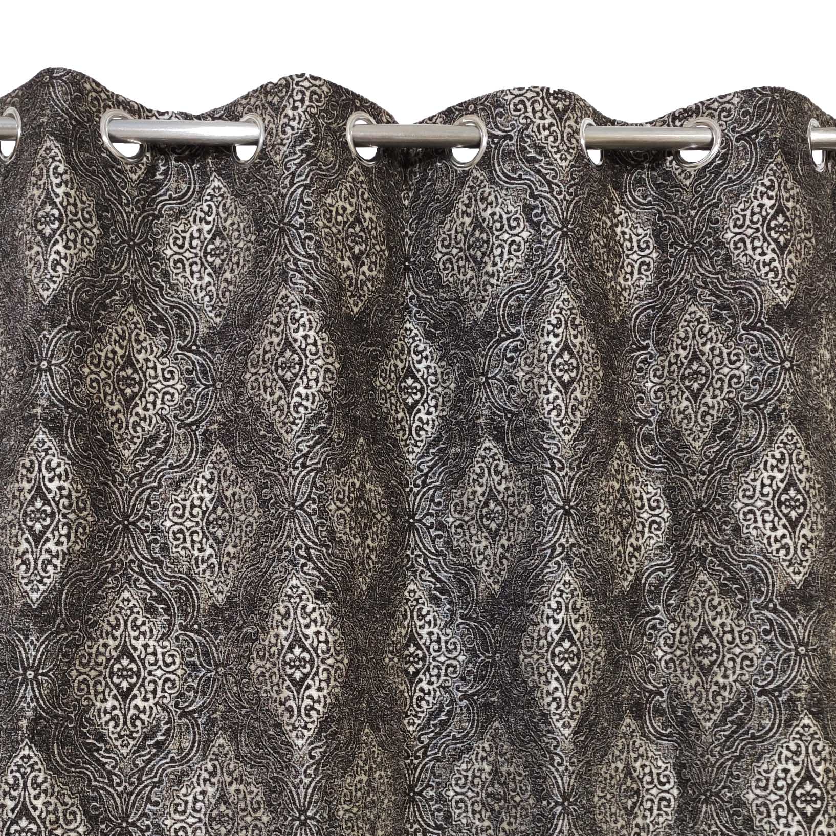 Thick Viscose Curtain Multi Motif Choclate Brown
