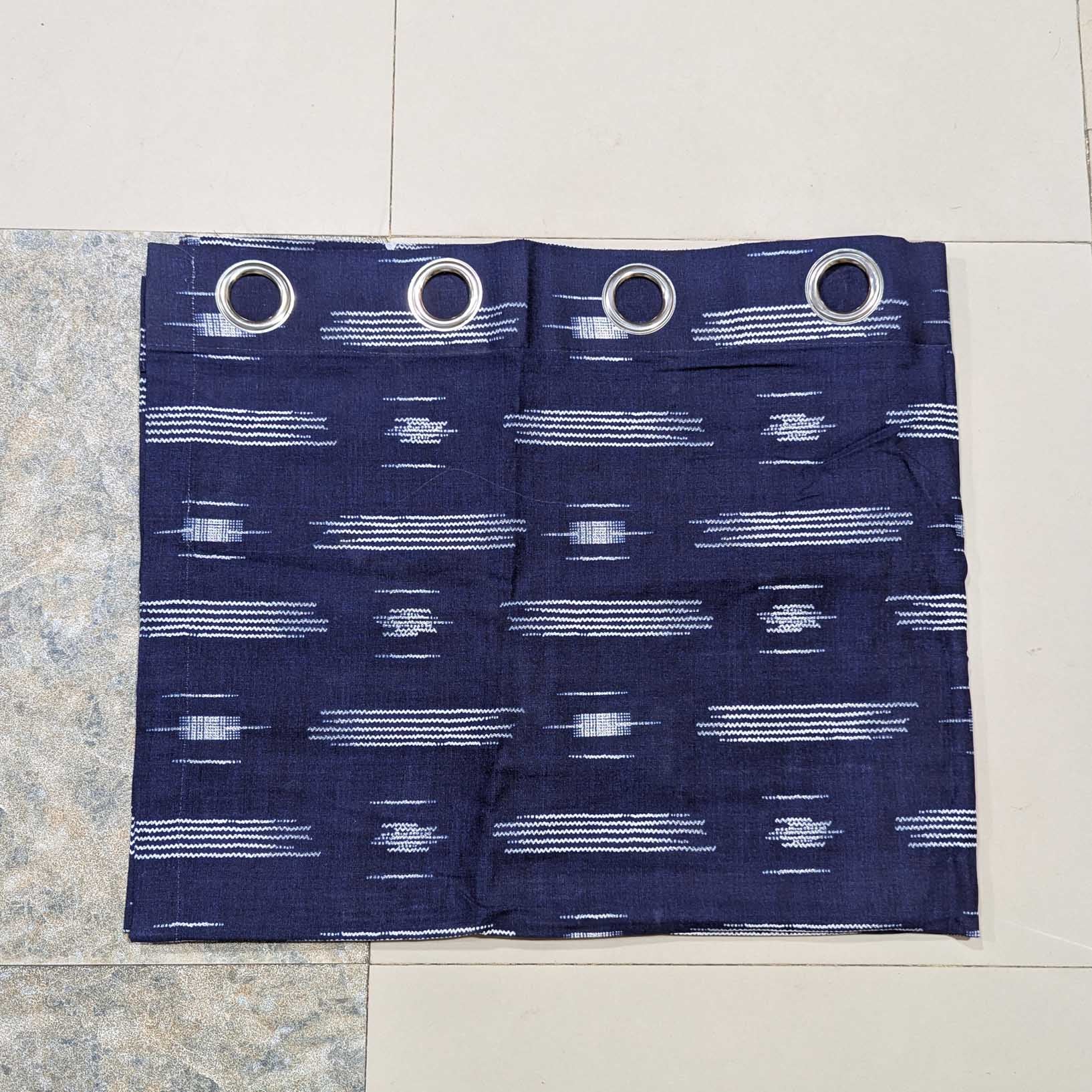 White Rays - Duck Cotton Curtain Blue