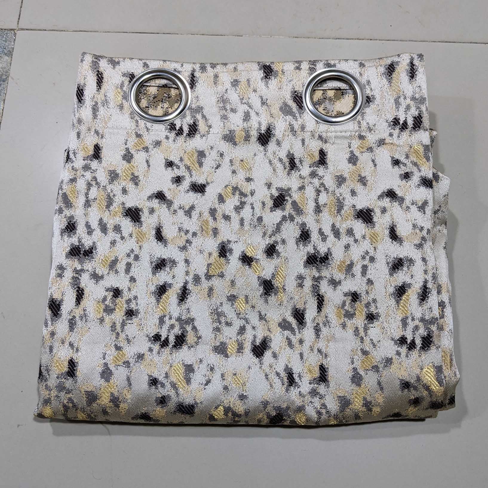 Thick Viscose Curtain Golden & Brown on Beige (2 Pcs Available Only)