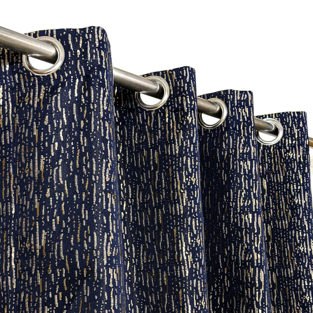 Thick Viscose Curtain Golden on Navy Blue