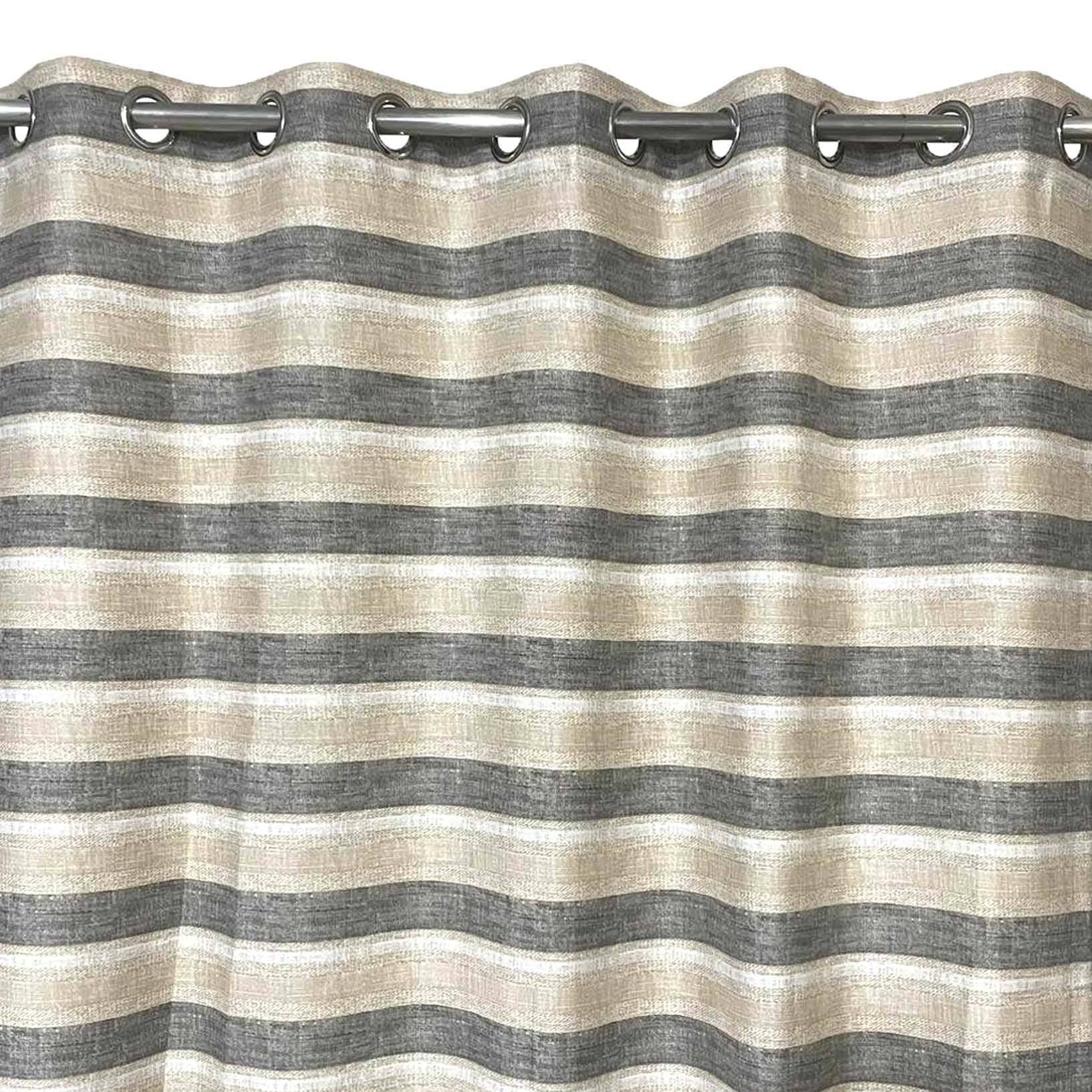 Grey Stripes on Beige Duck Cotton Curtain Extra Wide (Only 2 Pcs Available)