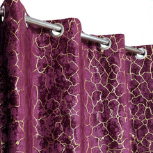 Golden Textured Velvet Curtain Maroon