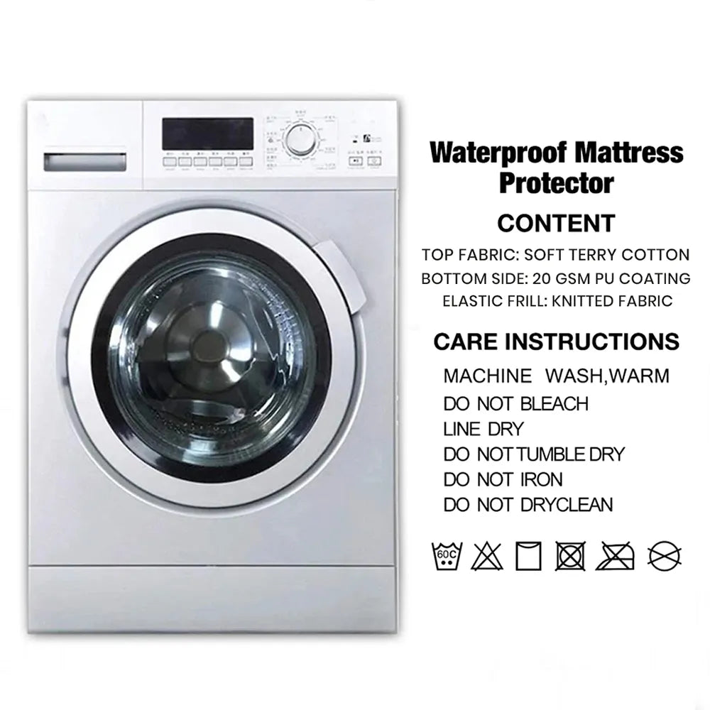 Water Proof Mattress Protector Terry Cotton Anti Mites & Bugs Maroon
