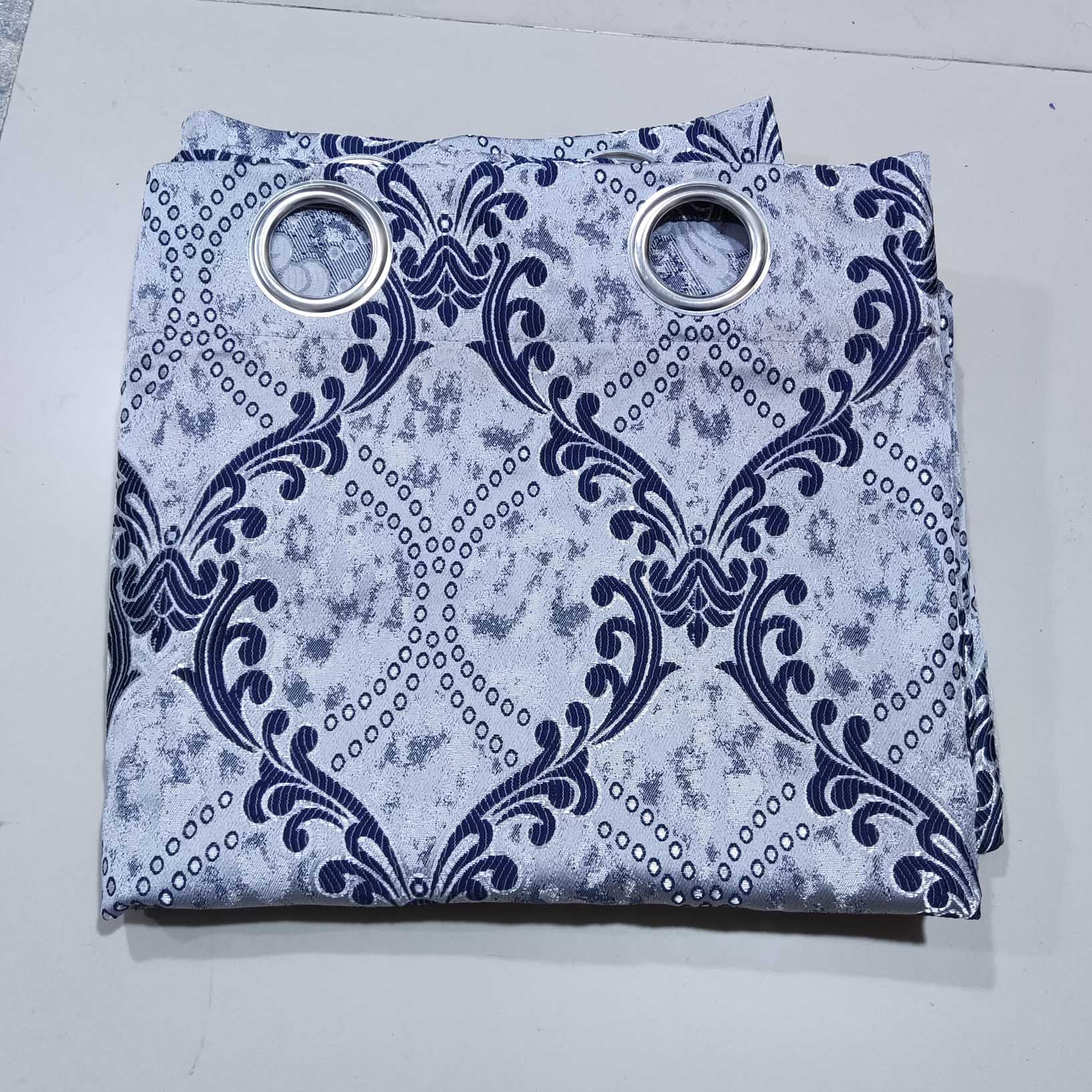 Thick Viscose Curtain Navy blue on Sky Blue