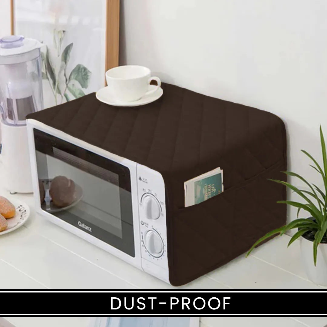 Dust-Proof Quilted Microwave Oven Cover with Side Pockets