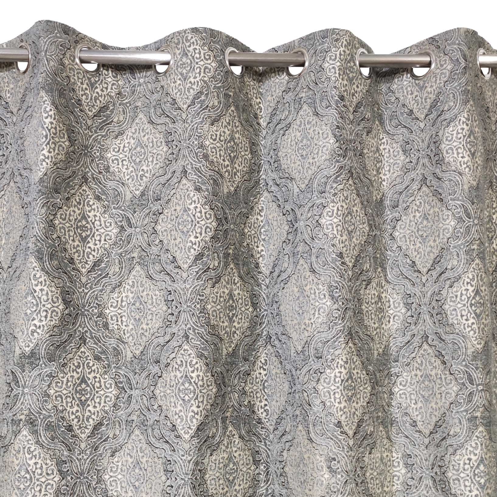Thick Viscose Curtain Multi Motif Grey