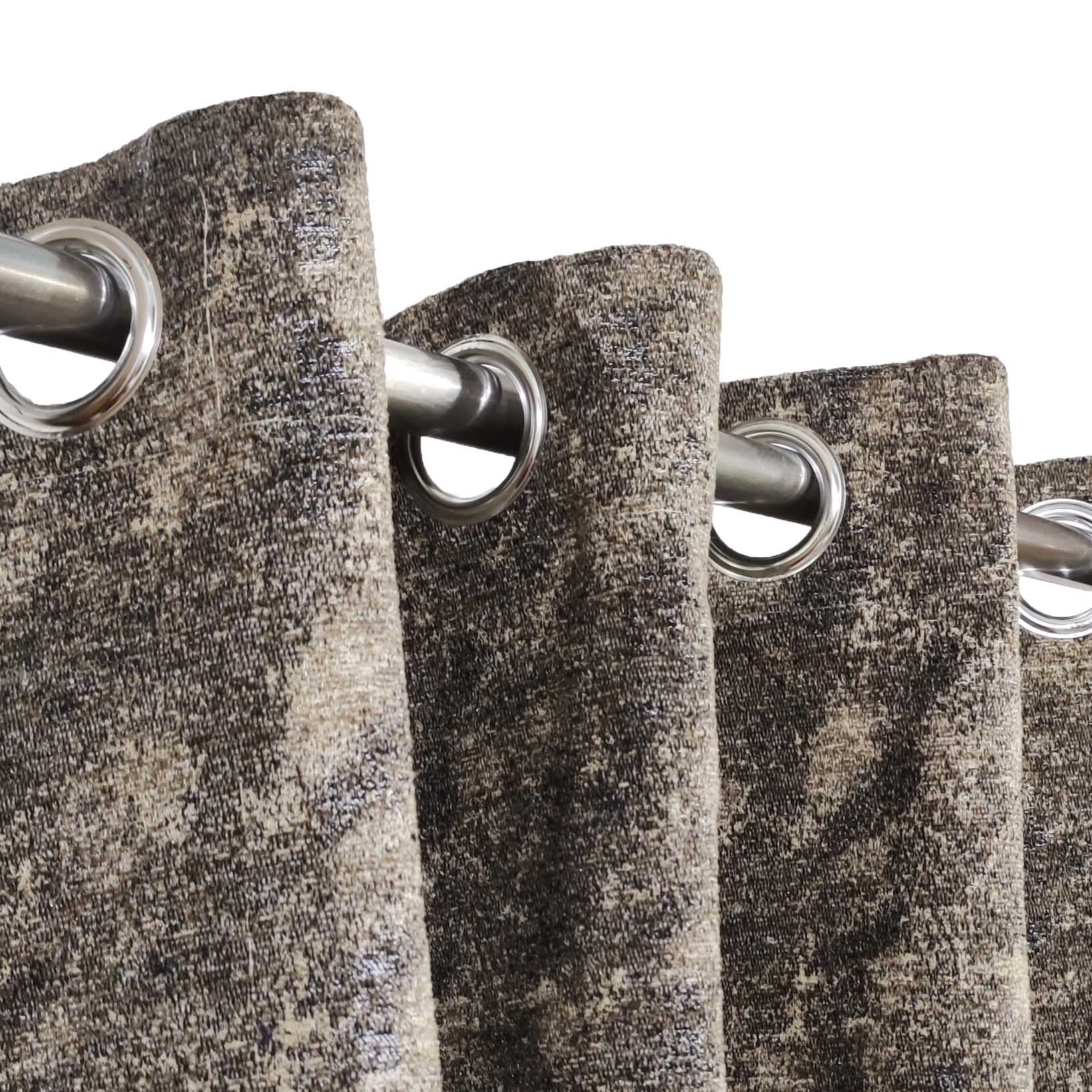 Thick Crushed Viscose Curtain Grey Brown