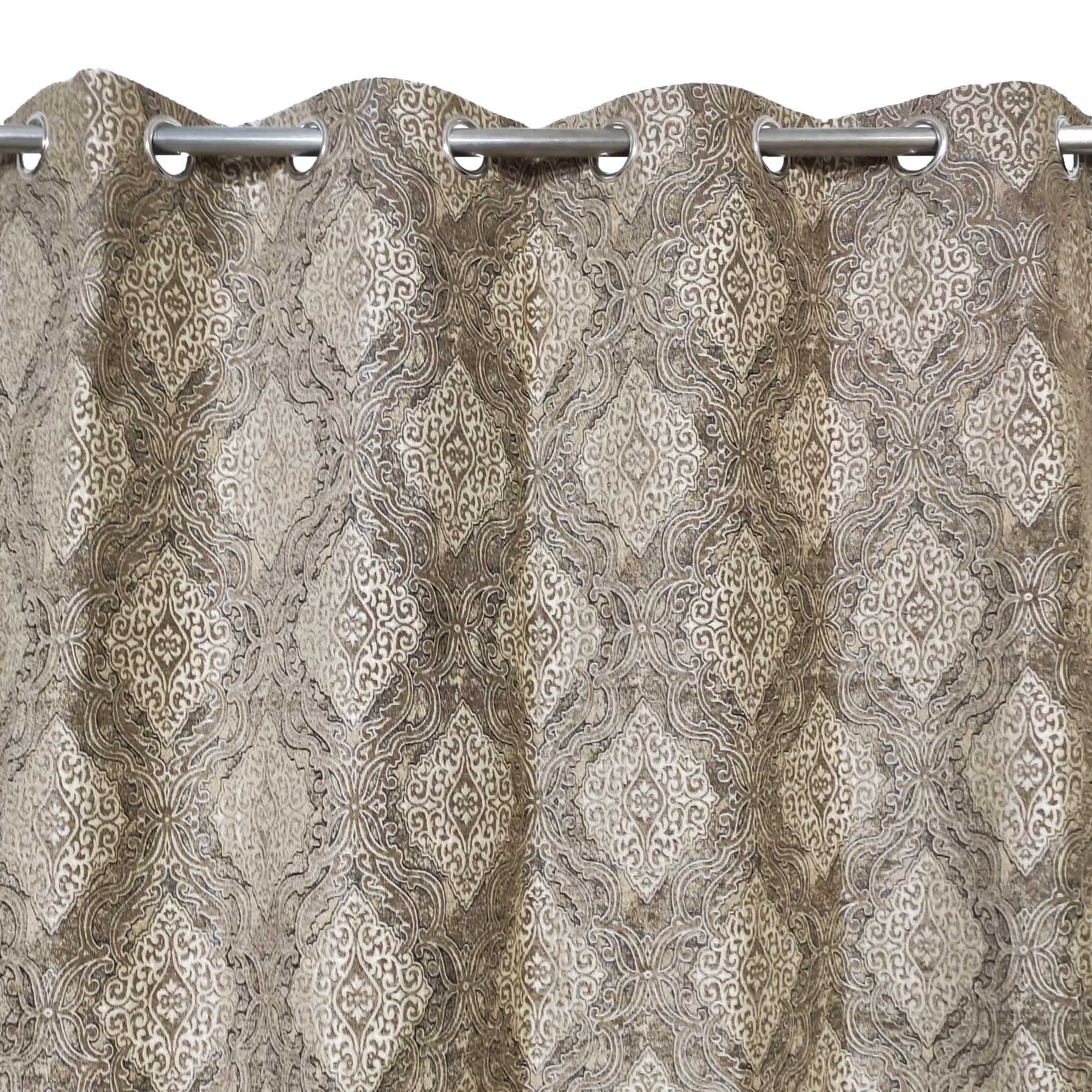 Thick Viscose Curtain Multi Motif Mid Brown