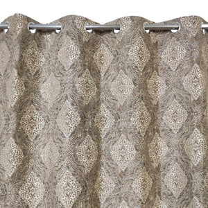 Thick Viscose Curtain Multi Motif Mid Brown