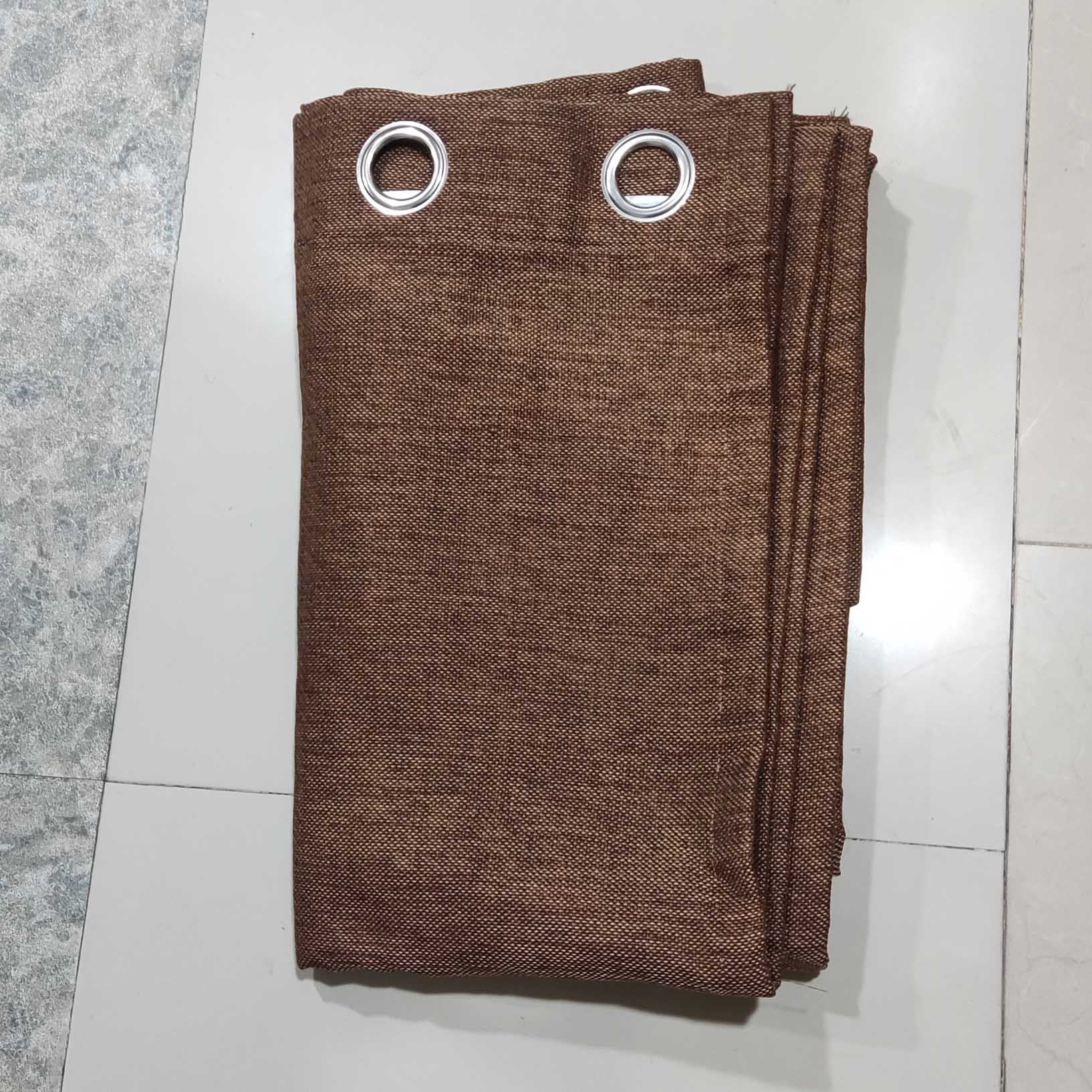 Premium Jute Curtain Dotted Brown