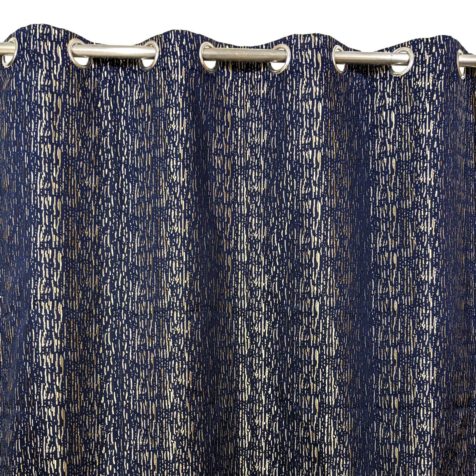 Thick Viscose Curtain Golden on Navy Blue