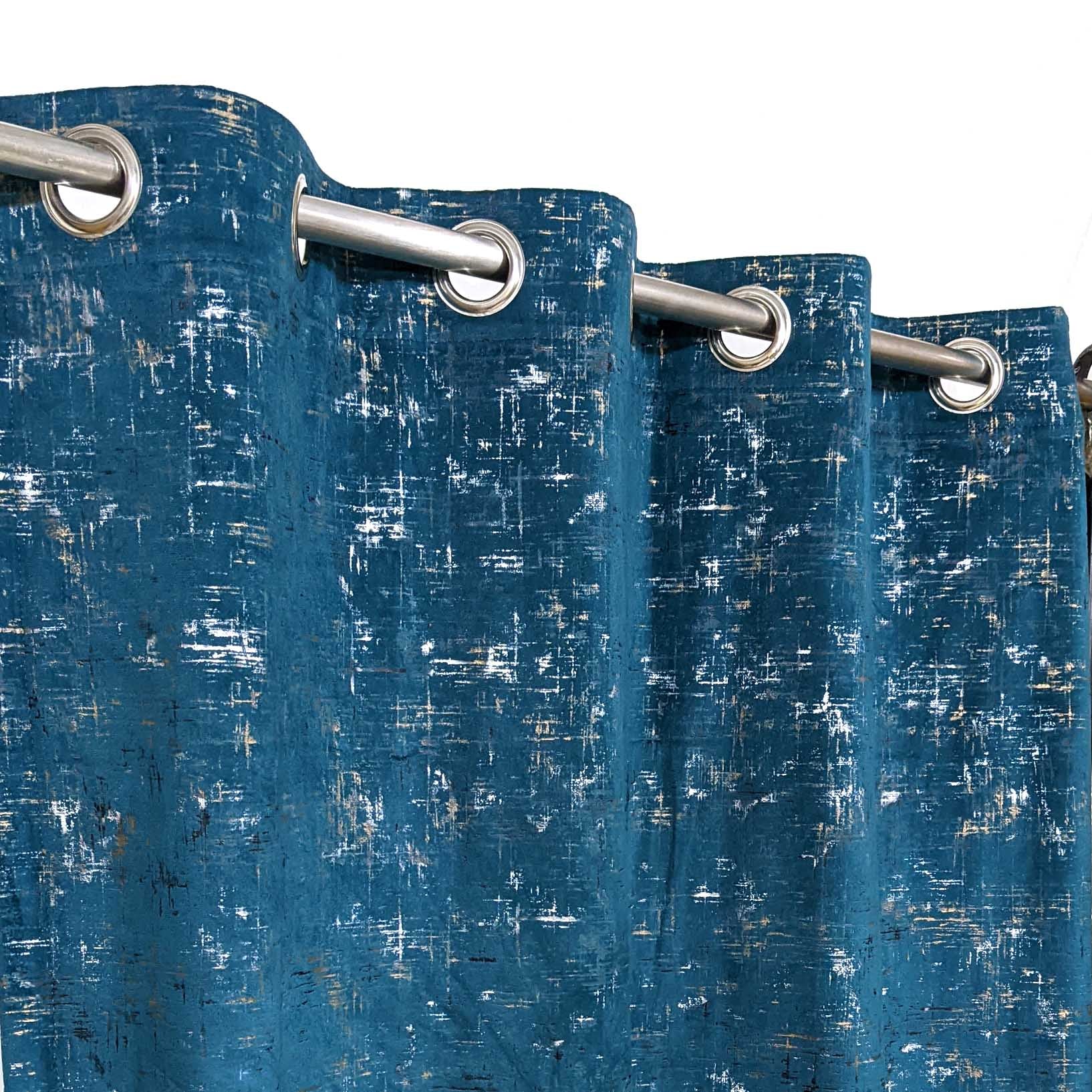 Premium Textured Velvet Curtain Teal Color