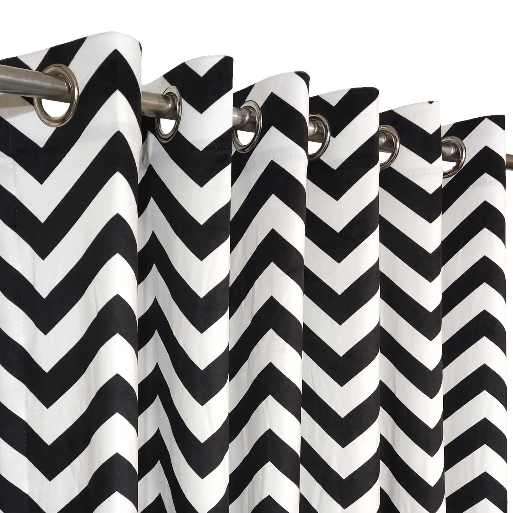 Pair of Digital Printed Curtains Zig Zag