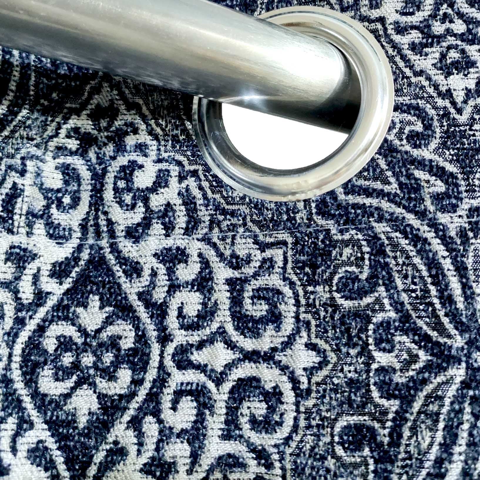 Thick Viscose Curtain Multi Motif Blue
