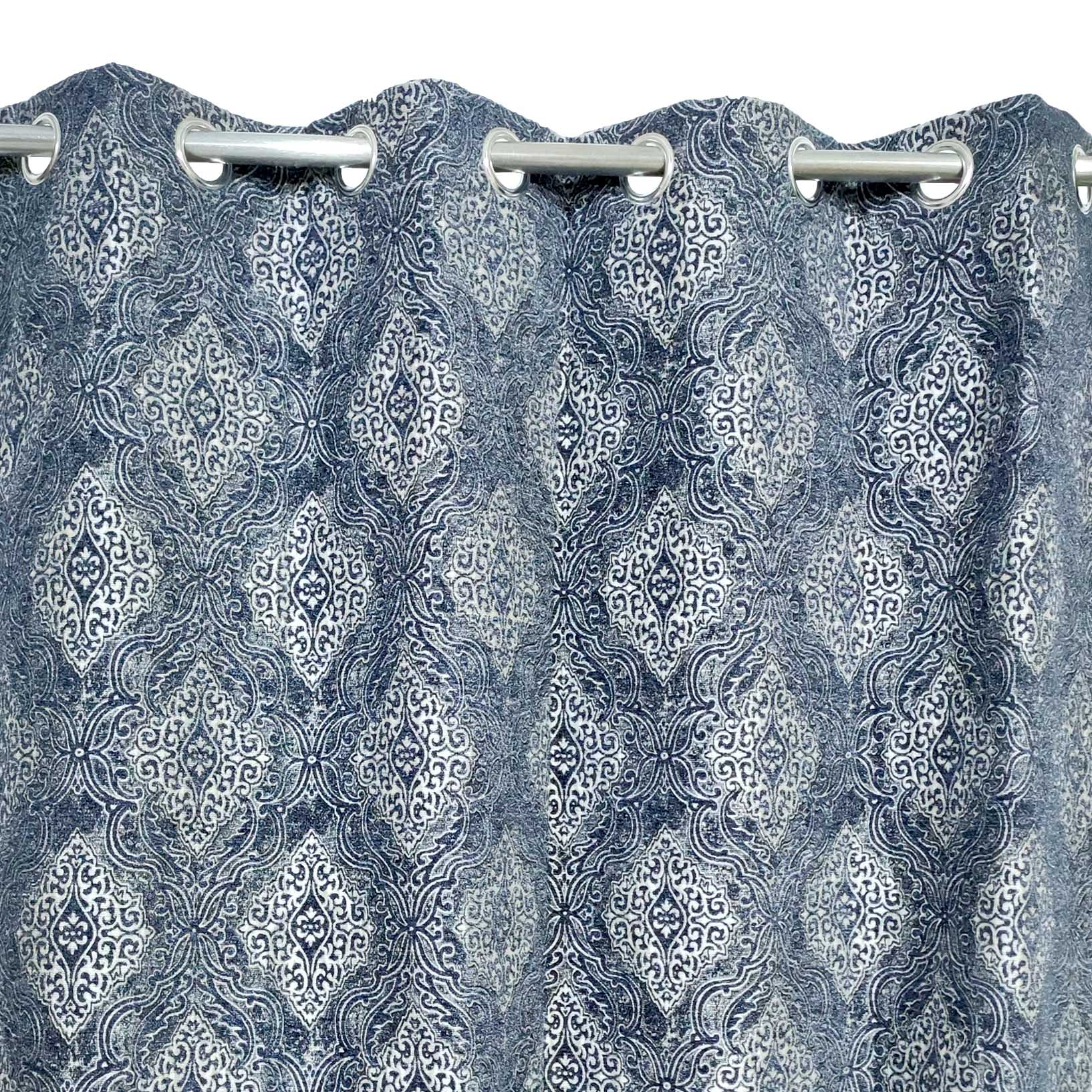 Thick Viscose Curtain Multi Motif Blue