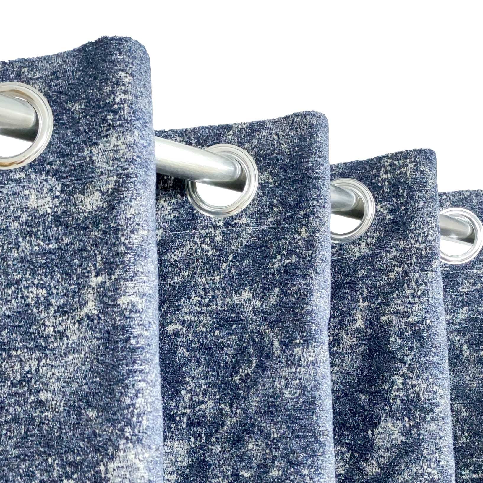 Thick Crushed Viscose Curtain Blue