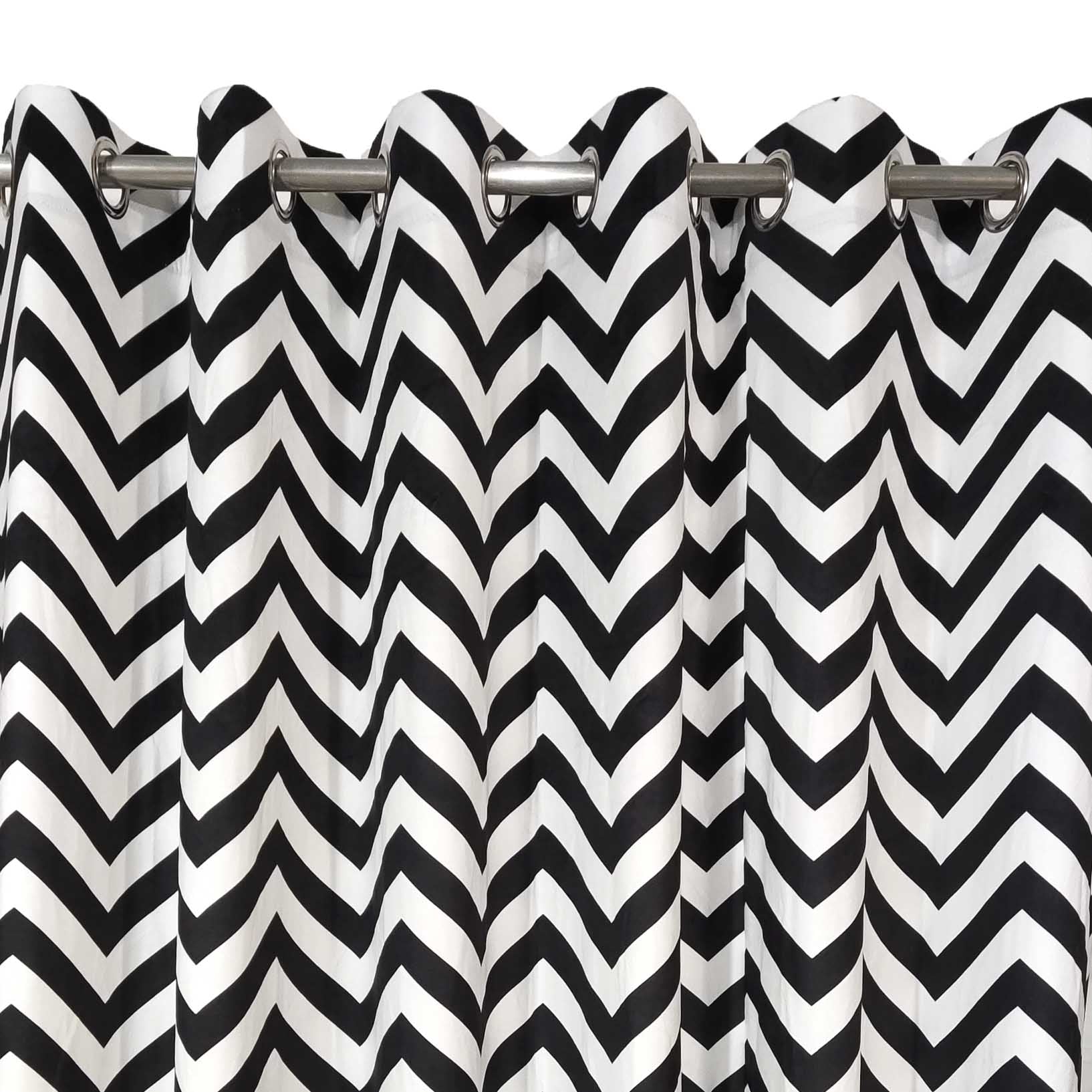 Pair of Digital Printed Curtains Zig Zag