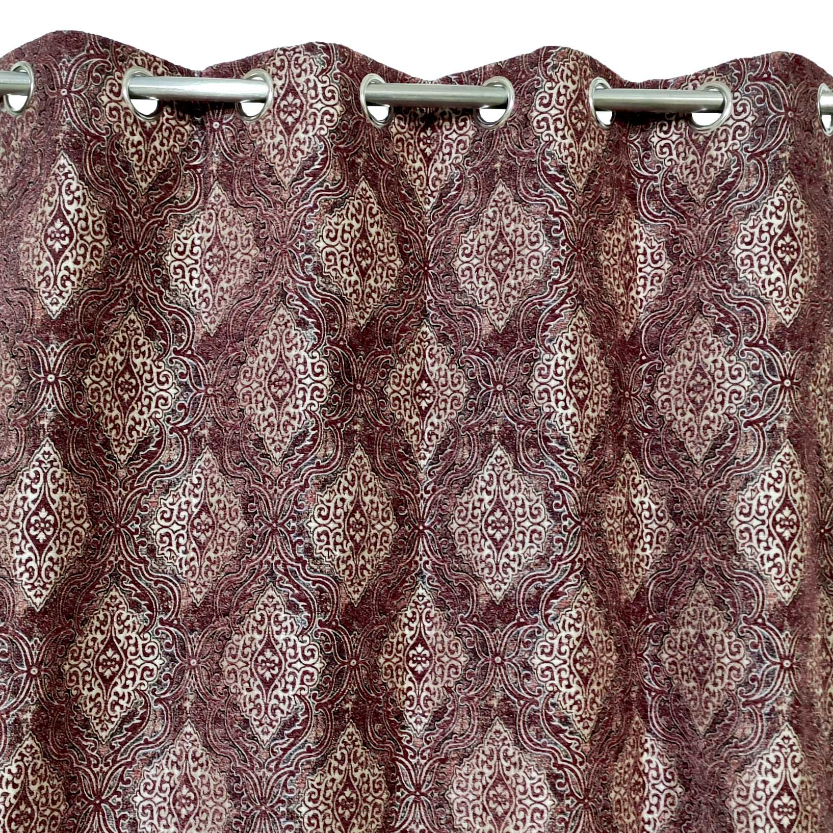 Thick Viscose Curtain Multi Motif Maroon