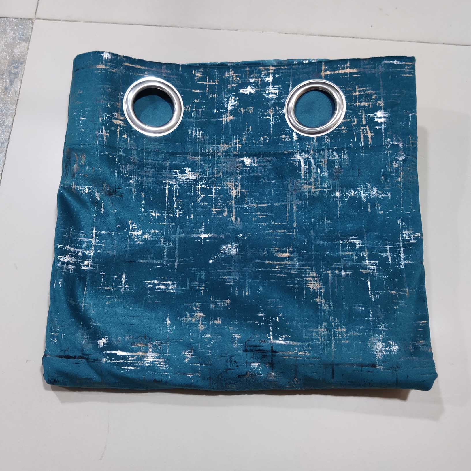 Premium Textured Velvet Curtain Teal Color