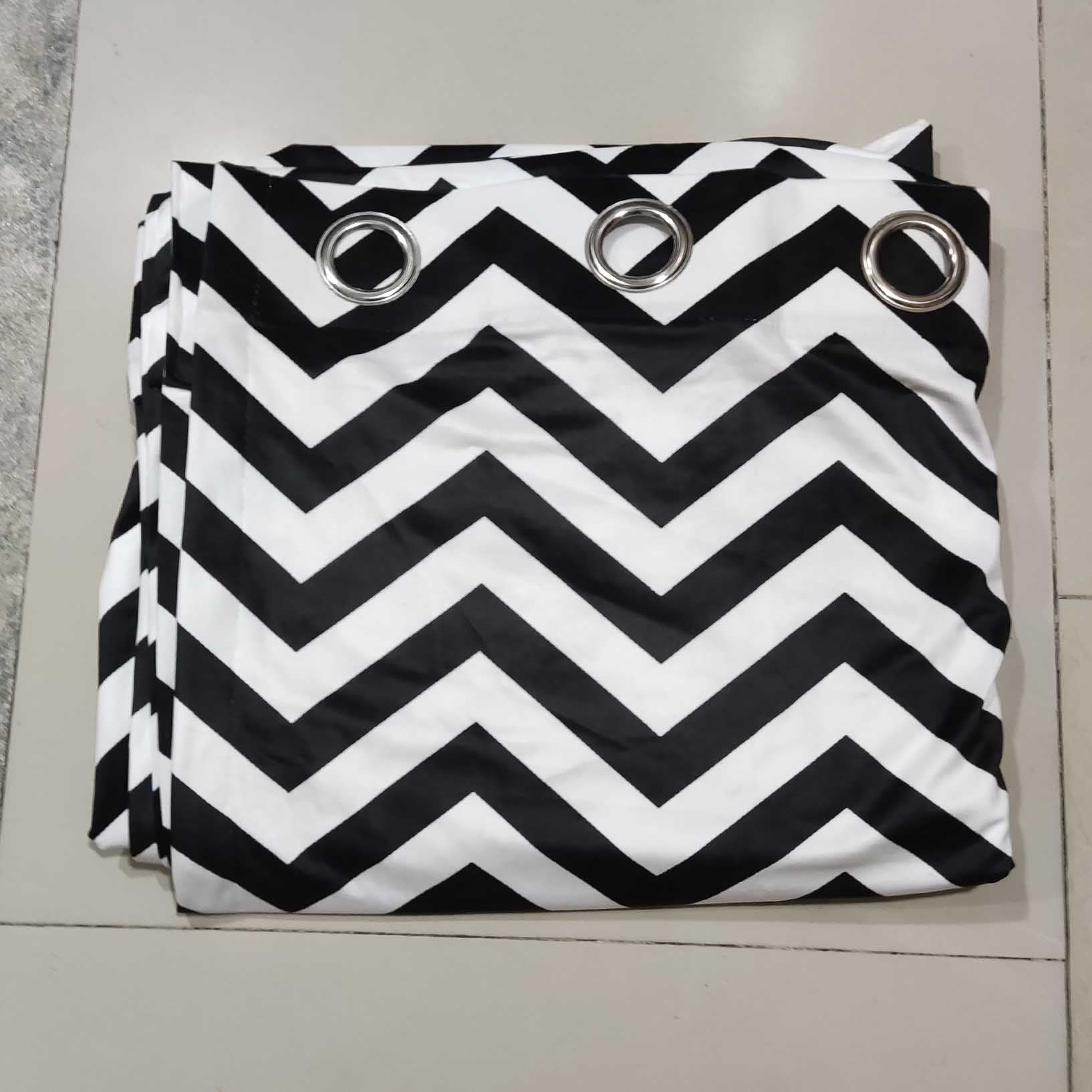 Pair of Digital Printed Curtains Zig Zag