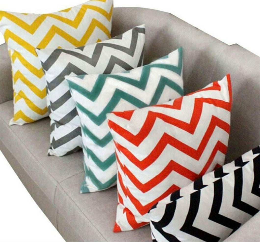 Pair of Zig Zag Velvet Cushion Covers (16 x 16 Inches)