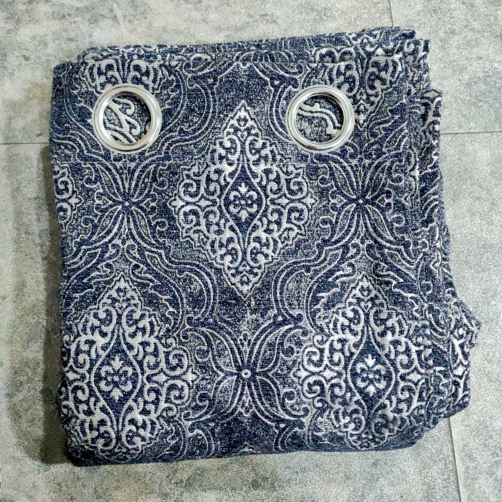 Thick Viscose Curtain Multi Motif Blue
