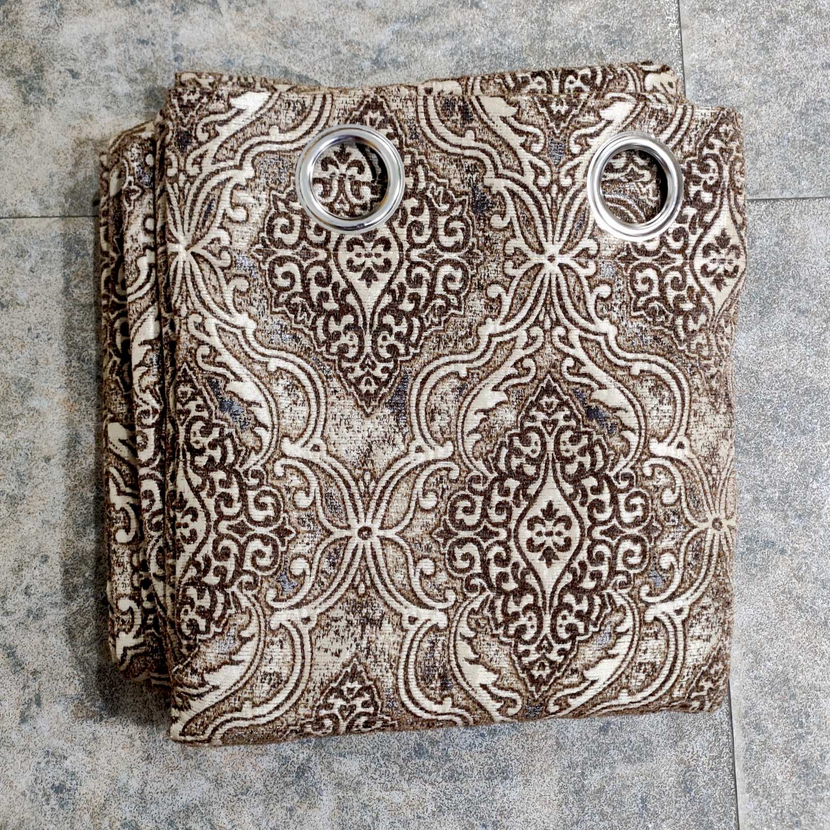 Thick Viscose Curtain Multi Motif Brown