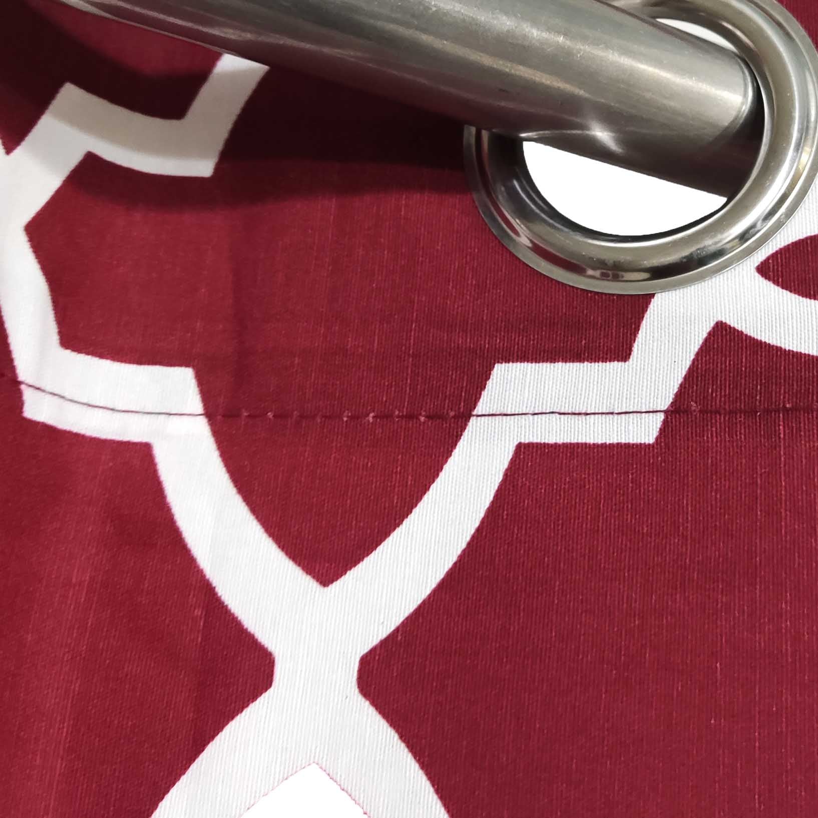 Red &  White Motif - Duck Cotton Curtain