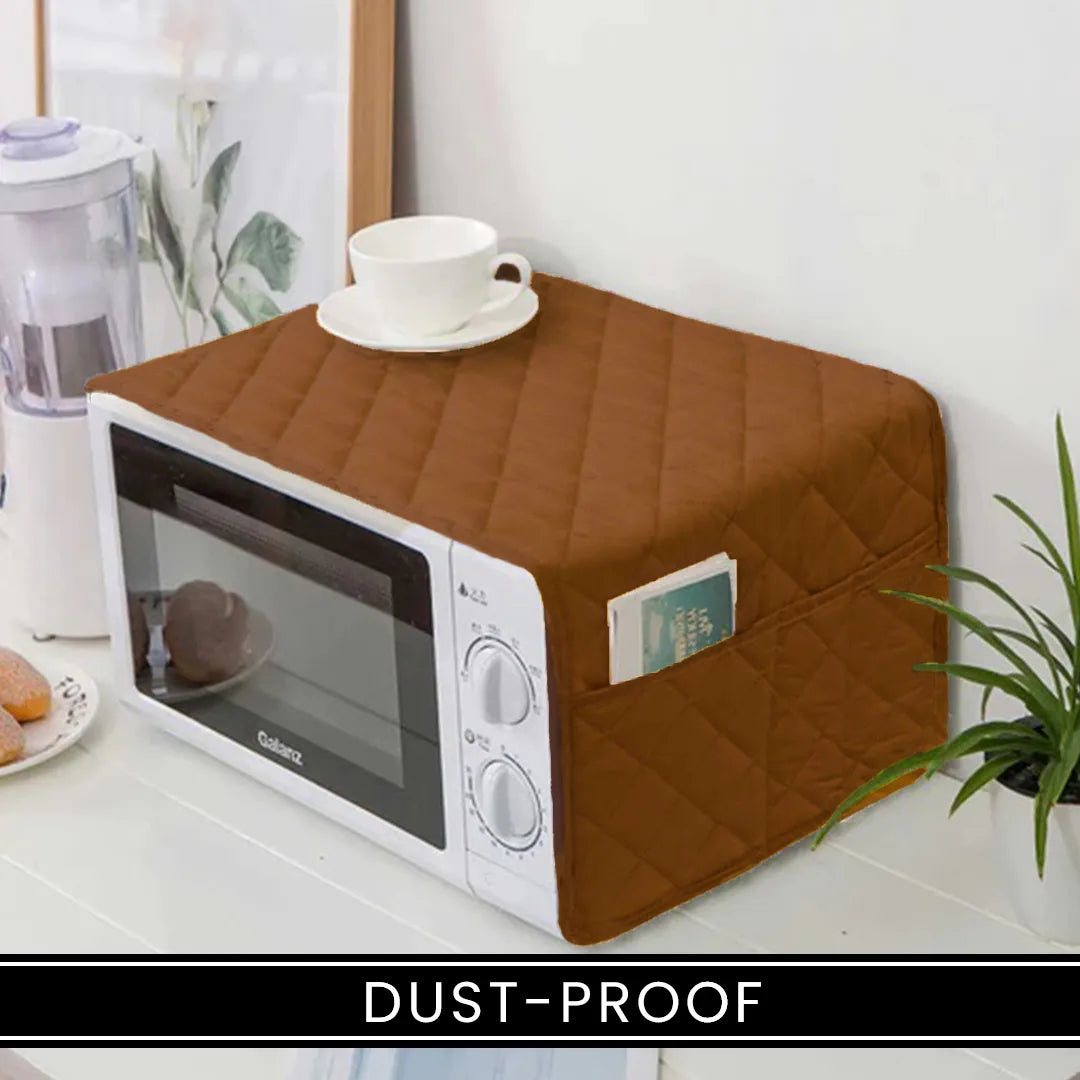Dust-Proof Quilted Microwave Oven Cover with Side Pockets