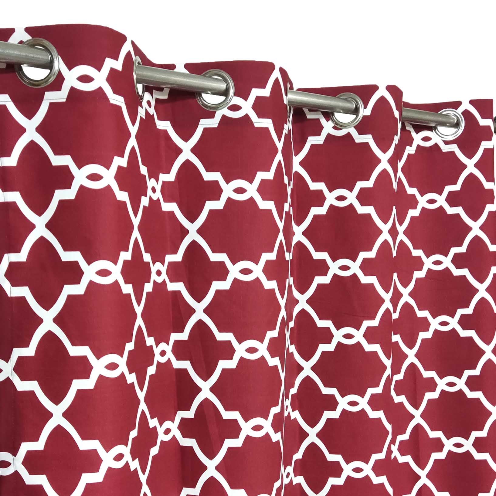 Red &  White Motif - Duck Cotton Curtain