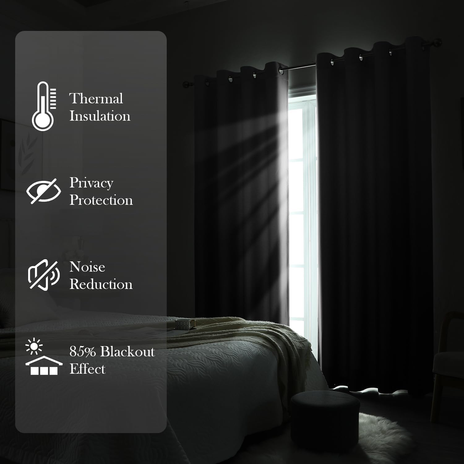 Pair of 2 Shaded Curtains Blue Ombre (Gradient Room Darkening Thermal Insulated Energy Saving Grommet Drapes for Living Room/Bedroom)