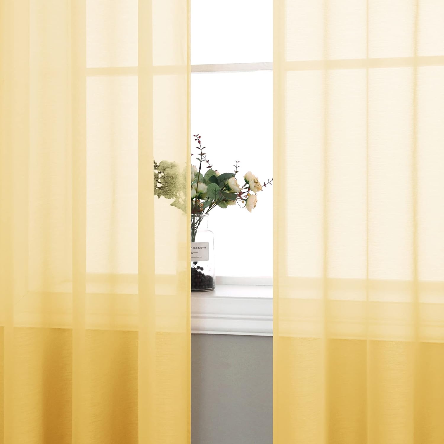 Pair of Yellow Curtains for Living Room Bedroom Custom Length
