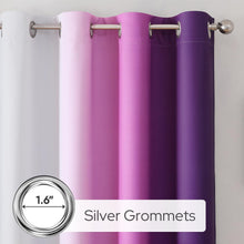 Pair of 2 Shaded Curtains Purple Ombre (Gradient Room Darkening Thermal Insulated Energy Saving Grommet Drapes for Living Room/Bedroom)