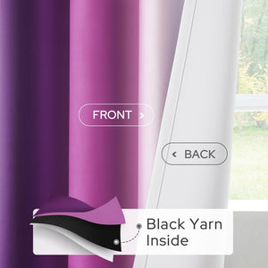 Pair of 2 Shaded Curtains Purple Ombre (Gradient Room Darkening Thermal Insulated Energy Saving Grommet Drapes for Living Room/Bedroom)