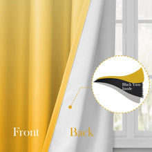 Pair of 2 Shaded Curtains Yellow Ombre (Gradient Room Darkening Thermal Inslated Energy Saving Grommet Drapes for Living Room/Bedroom)