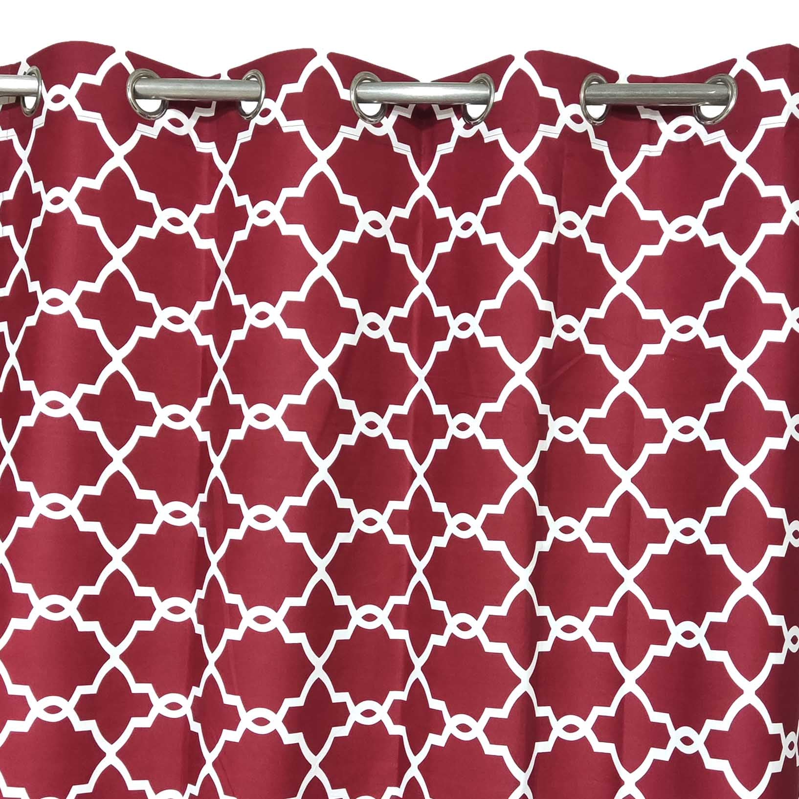 Red &  White Motif - Duck Cotton Curtain