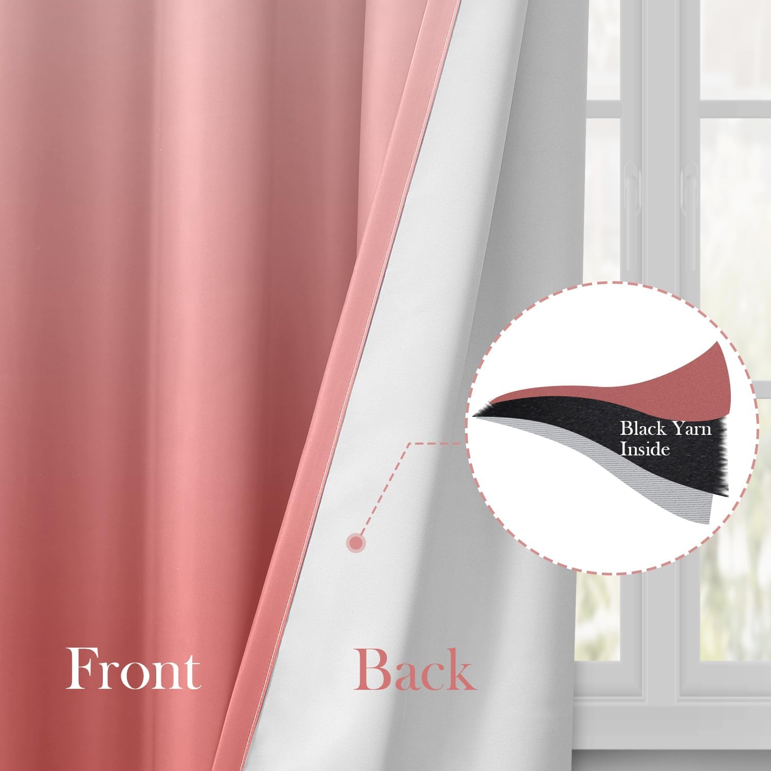 Pair of 2 Shaded Curtains Pink Ombre (Gradient Room Darkening Thermal Insulated Energy Saving Grommet Drapes for Living Room/Bedroom)