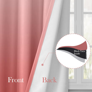 Pair of 2 Shaded Curtains Pink Ombre (Gradient Room Darkening Thermal Insulated Energy Saving Grommet Drapes for Living Room/Bedroom)