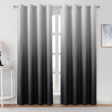 Pair of 2 Shaded Curtains Black Ombre (Gradient Room Darkening Thermal Insulated Energy Saving Grommet Drapes for Living Room/Bedroom)