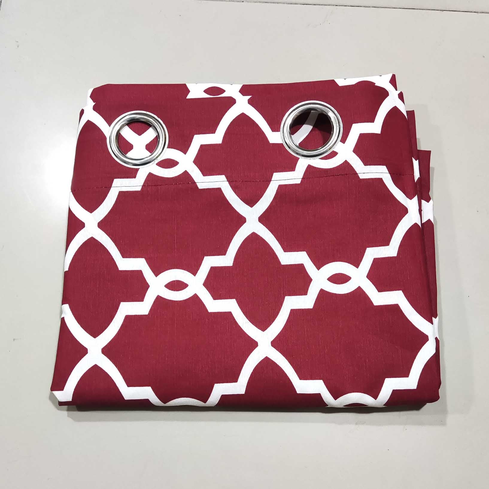 Red &  White Motif - Duck Cotton Curtain