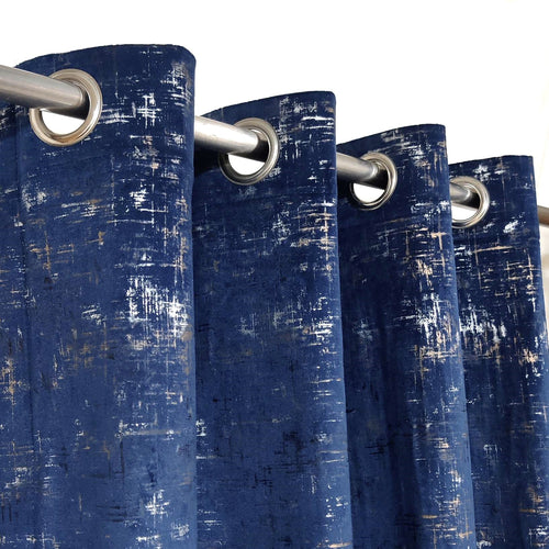 Premium Textured Velvet Curtain Blue