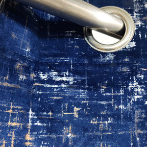 Premium Textured Velvet Curtain Blue