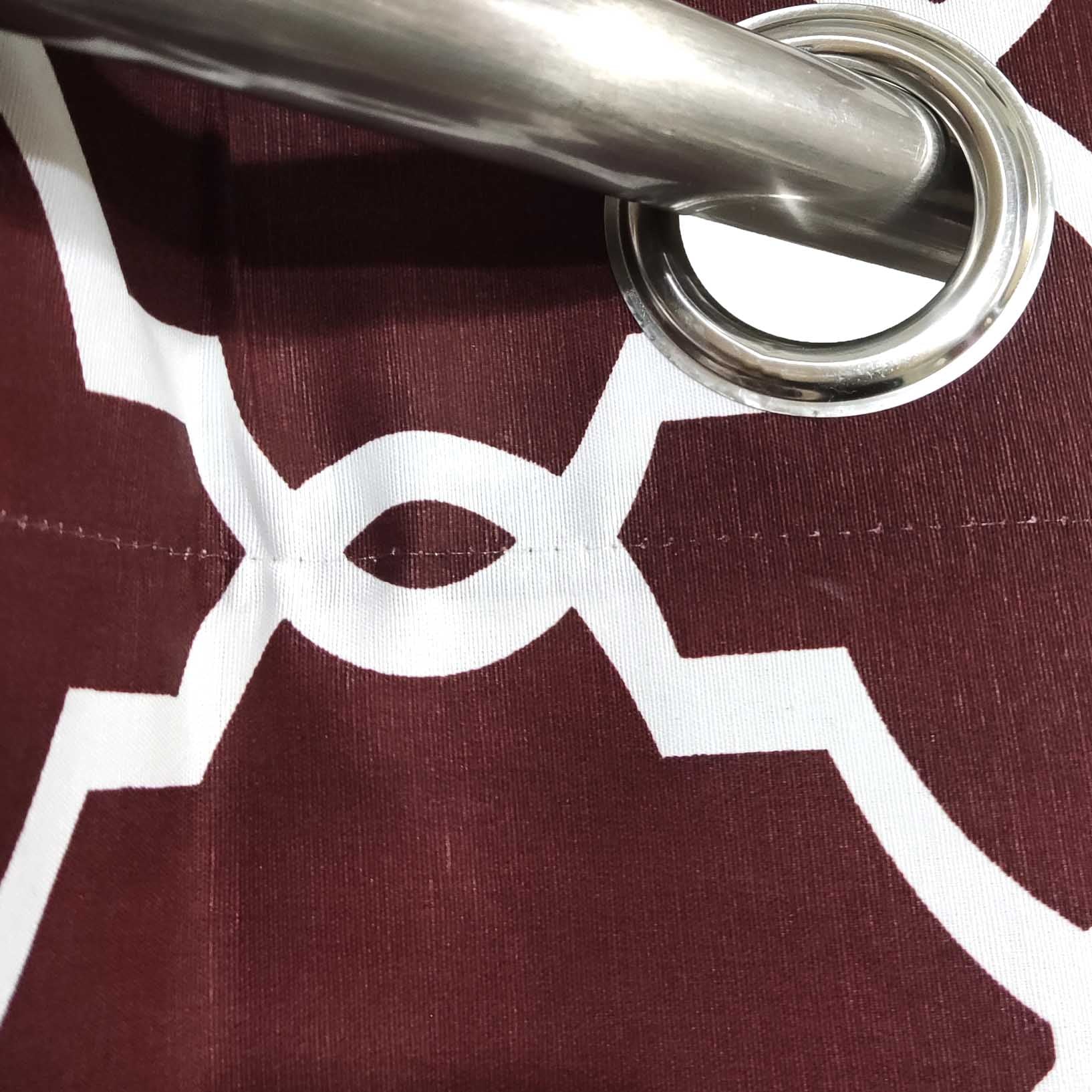Maroon &  White Motif - Duck Cotton Curtain