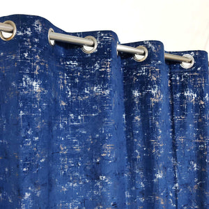 Premium Textured Velvet Curtain Blue