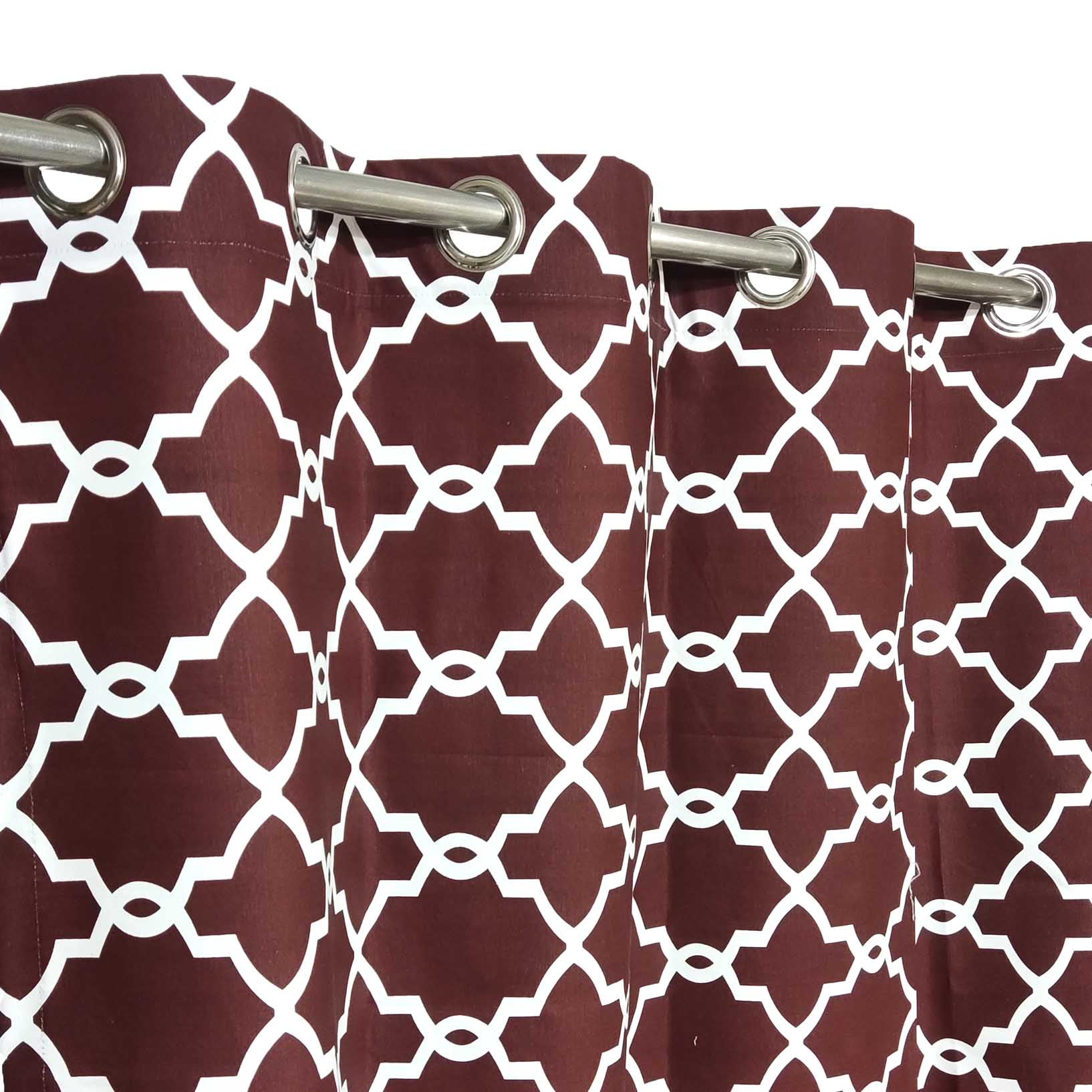 Maroon &  White Motif - Duck Cotton Curtain